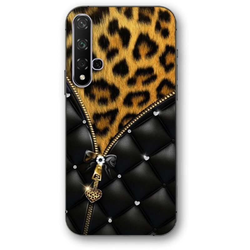 Elegant zip leopard print θήκη κινητού 9689 για Honor 20