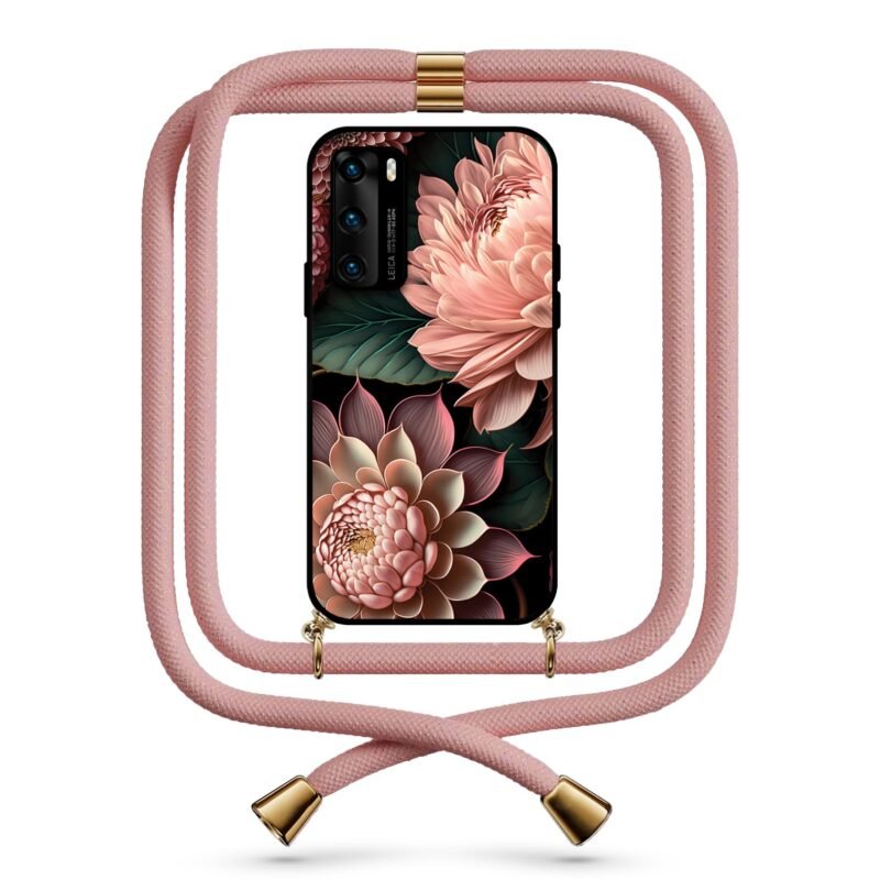 Floral θήκη με κορδόνι & σχέδιο 9755 για Huawei P40