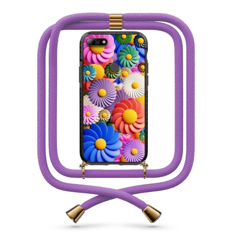 Flowers θήκη με κορδόνι & σχέδιο 9845 για Huawei Y7 2018