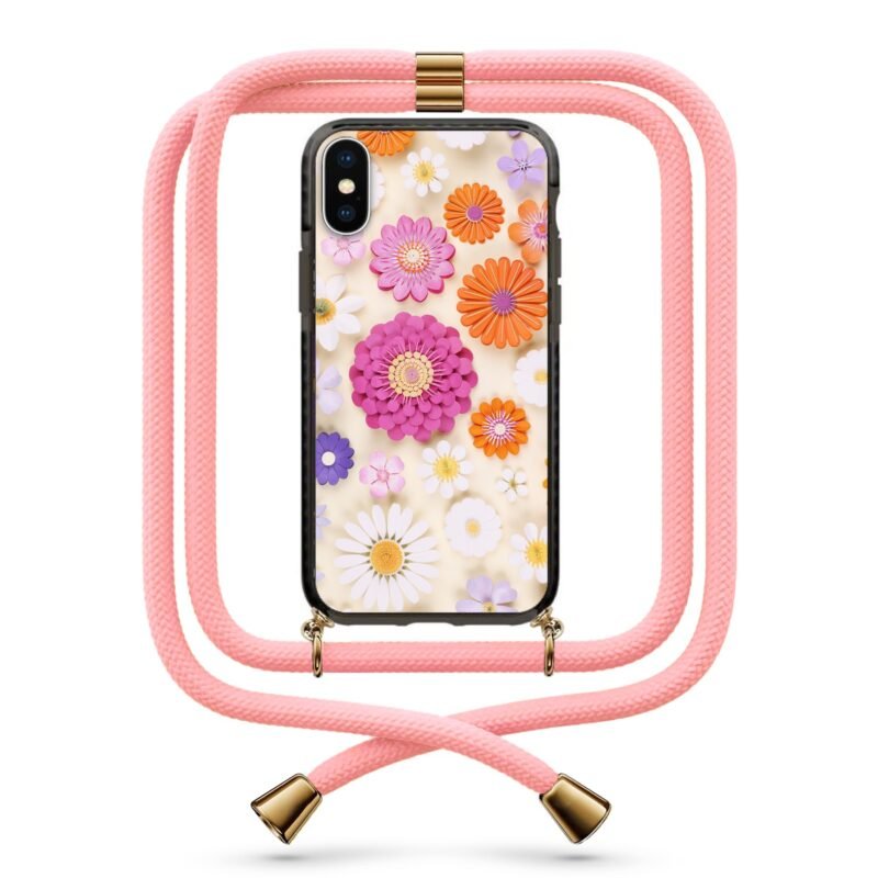 Floral θήκη κινητού με κορδόνι 9806 γιά iPhone X/XS