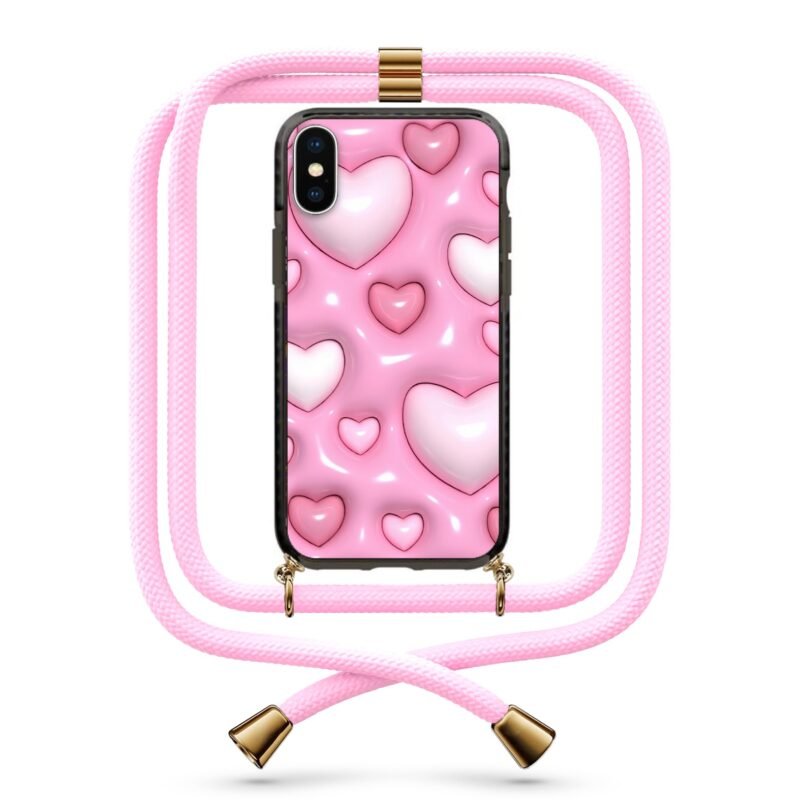 3d hearts θήκη κινητού με κορδόνι 9821 γιά iPhone X/XS