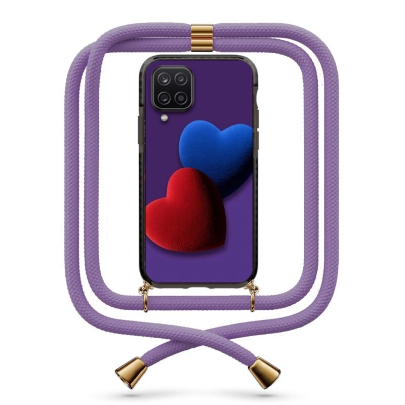 Double heart θήκη με κορδόνι & σχέδιο 9850 για Galaxy A12