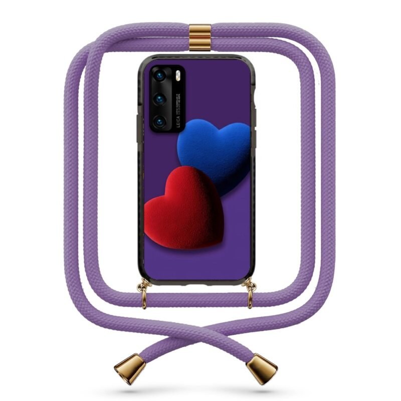 Double heart θήκη με κορδόνι & σχέδιο 9850 για Huawei P40