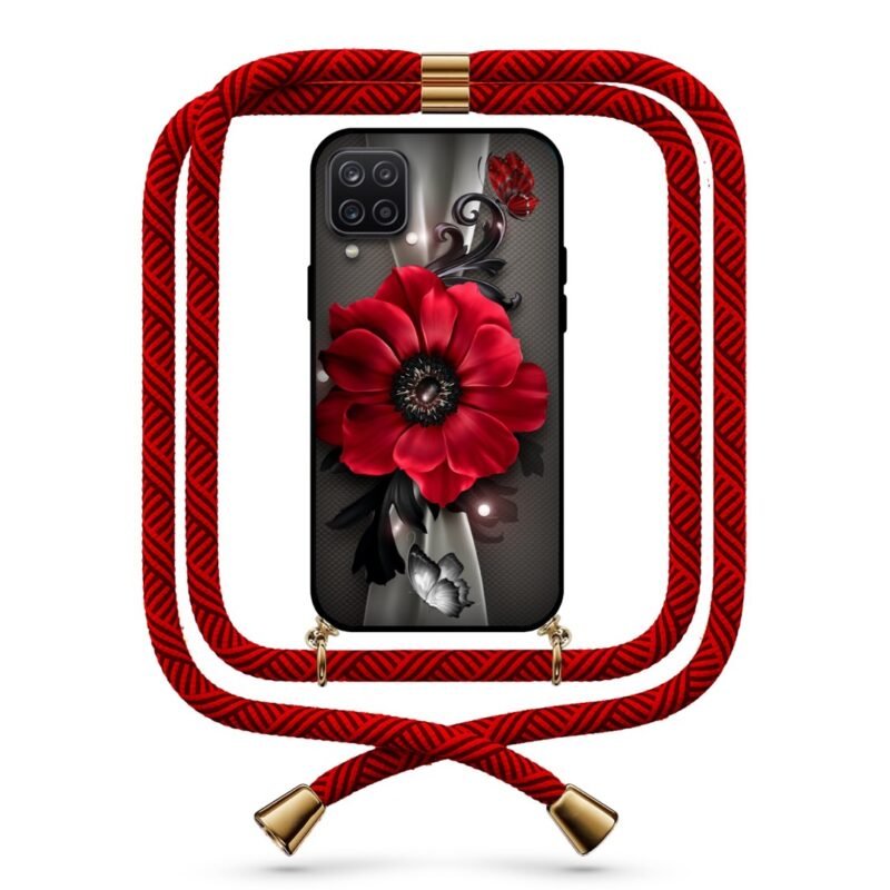 Flower butterflies θήκη με κορδόνι & σχέδιο 9725 για Galaxy A12