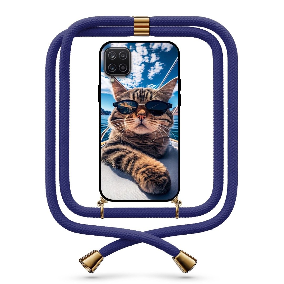 Yacht cat θήκη με κορδόνι & σχέδιο 9711 για Galaxy A12