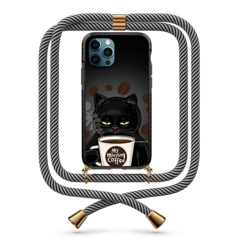 Coffee cat θήκη κινητού με κορδόνι 9857 γιά iPhone 12 Pro