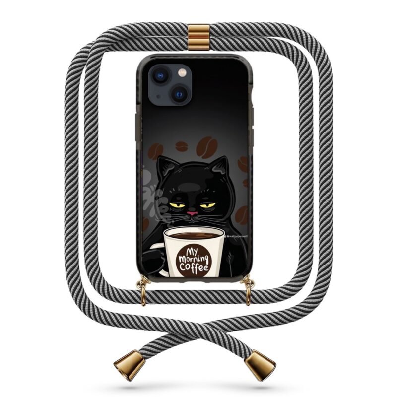 Coffee cat θήκη κινητού με κορδόνι 9857 γιά iPhone 13 mini