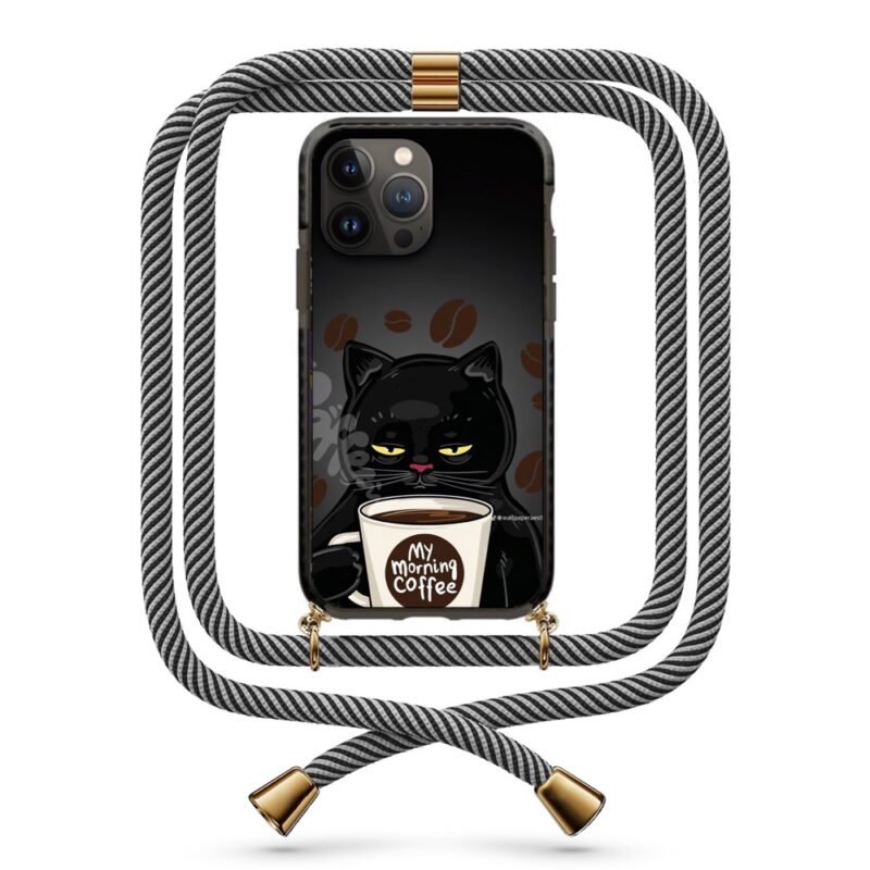 Coffee cat θήκη κινητού με κορδόνι 9857 γιά iPhone 14 Pro