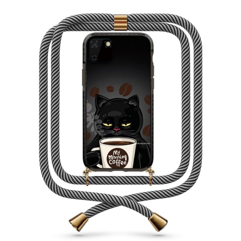 Coffee cat θήκη με κορδόνι & σχέδιο 9857 για Huawei Y5P 2020