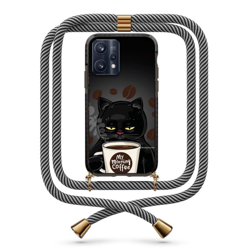 Coffee cat θήκη με κορδόνι & σχέδιο 9857 για Realme 9 Pro Plus