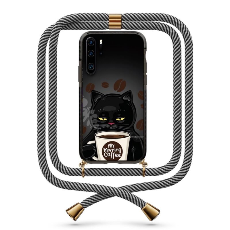 Coffee cat θήκη με κορδόνι & σχέδιο 9857 για Huawei P30 Pro