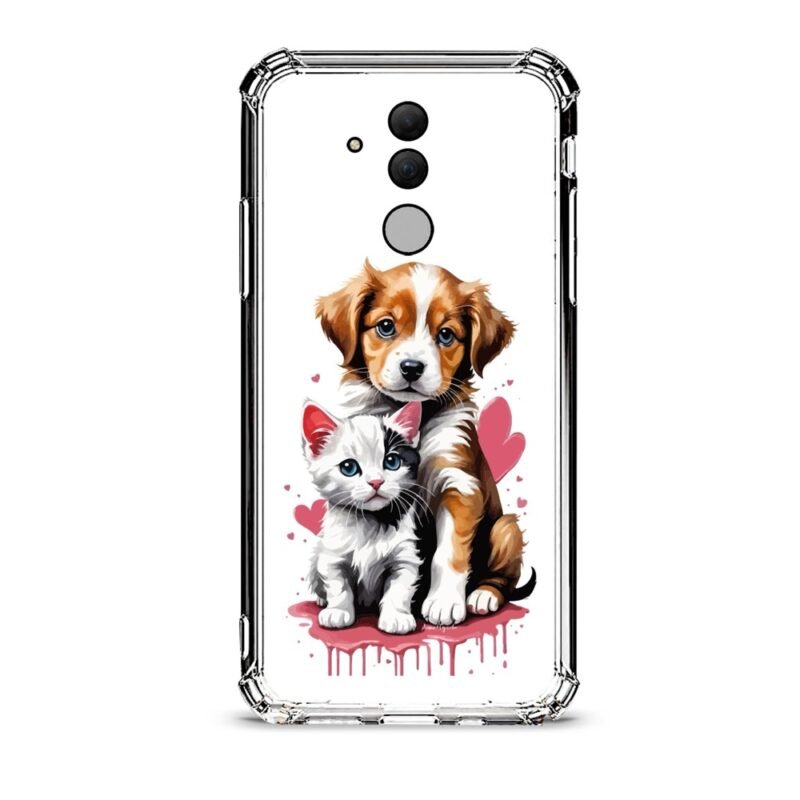 Puppy & kitten θήκη διάφανη & σχέδιο  d1028 γιά Huawei Mate 20 Lite