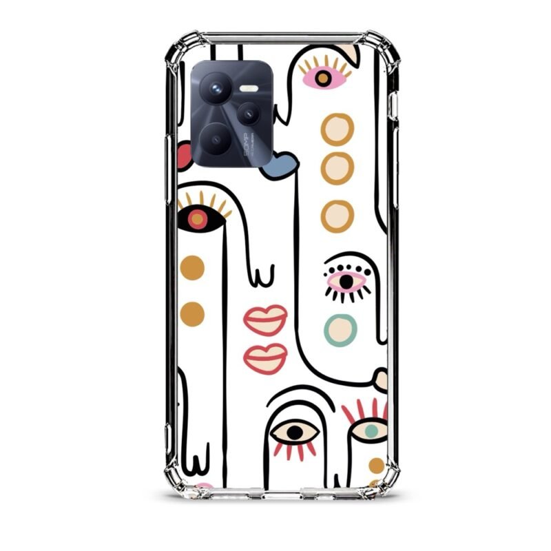 Abstract faces θήκη διάφανη & σχέδιο  d1102 γιά Realme C35