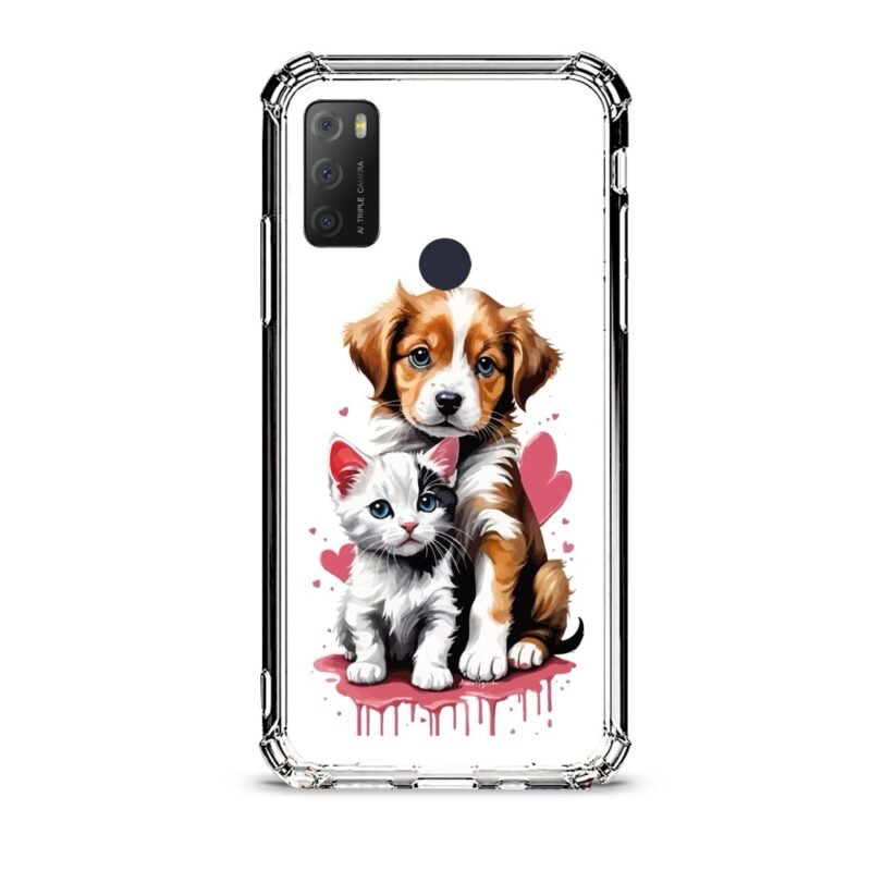 Puppy & kitten θήκη διάφανη & σχέδιο  d1028 γιά Alcatel 1S 2021