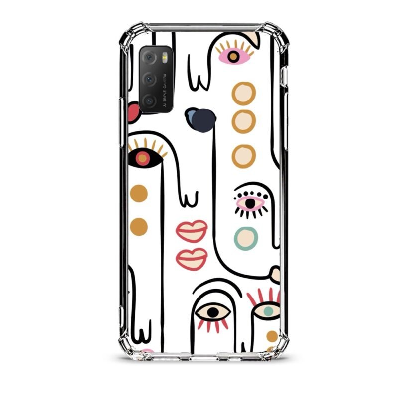 Abstract faces θήκη διάφανη & σχέδιο  d1102 γιά Alcatel 1S 2021