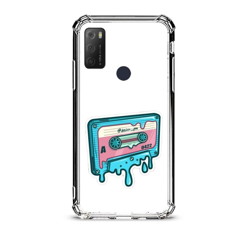 Vintage cassette θήκη διάφανη & σχέδιο  d1122 γιά Alcatel 1S 2021