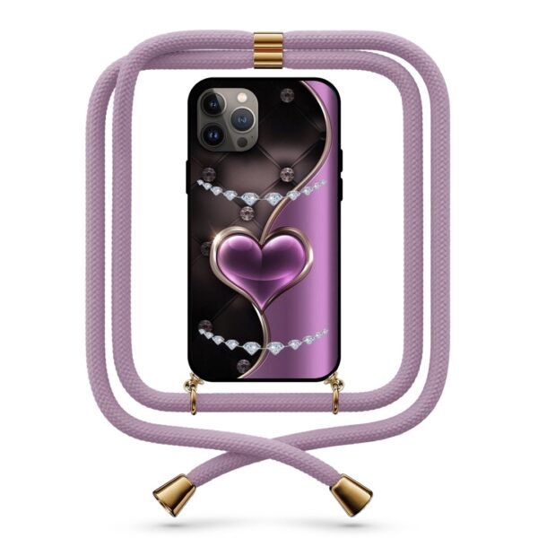 Diamond heart θήκη κινητού με κορδόνι 9736 γιά iPhone 13 Pro Max