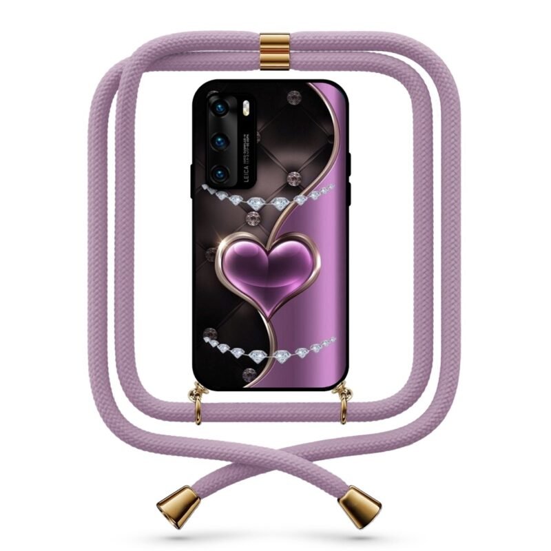 Diamond heart θήκη με κορδόνι & σχέδιο 9736 για Huawei P40