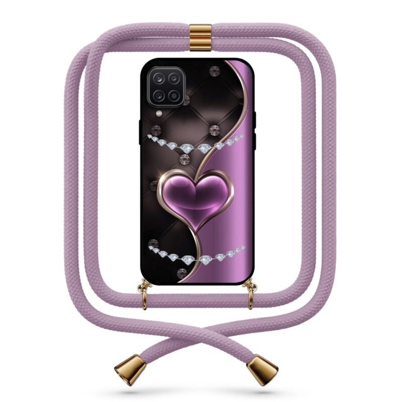 Diamond heart θήκη με κορδόνι & σχέδιο 9736 για Galaxy A12