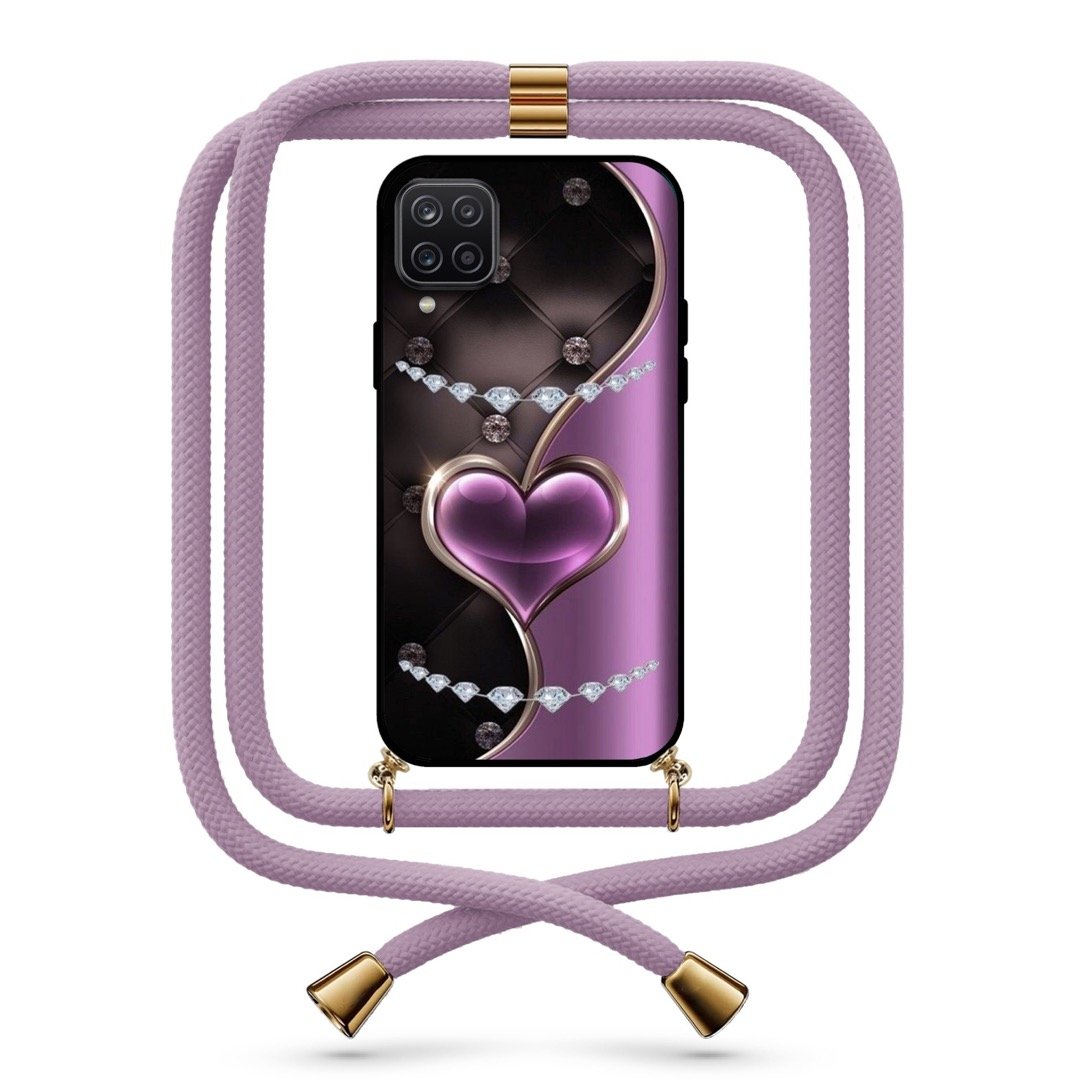 Diamond heart θήκη με κορδόνι & σχέδιο 9736 για Galaxy A12