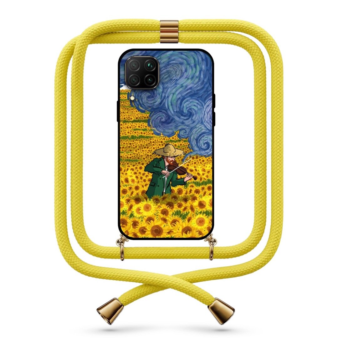 Van Gogh violin θήκη με κορδόνι & σχέδιο 9739 για Huawei P40 Lite