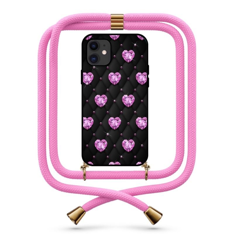 Diamond hearts θήκη κινητού με κορδόνι 9742 γιά iPhone 12