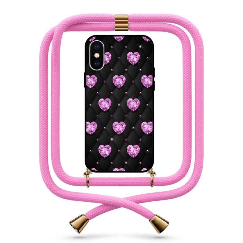 Diamond hearts θήκη κινητού με κορδόνι 9742 γιά iPhone X/XS