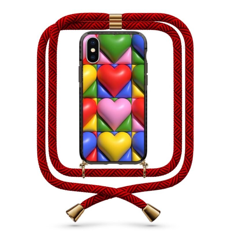 Heart patterns θήκη κινητού με κορδόνι 9877 γιά iPhone X/XS