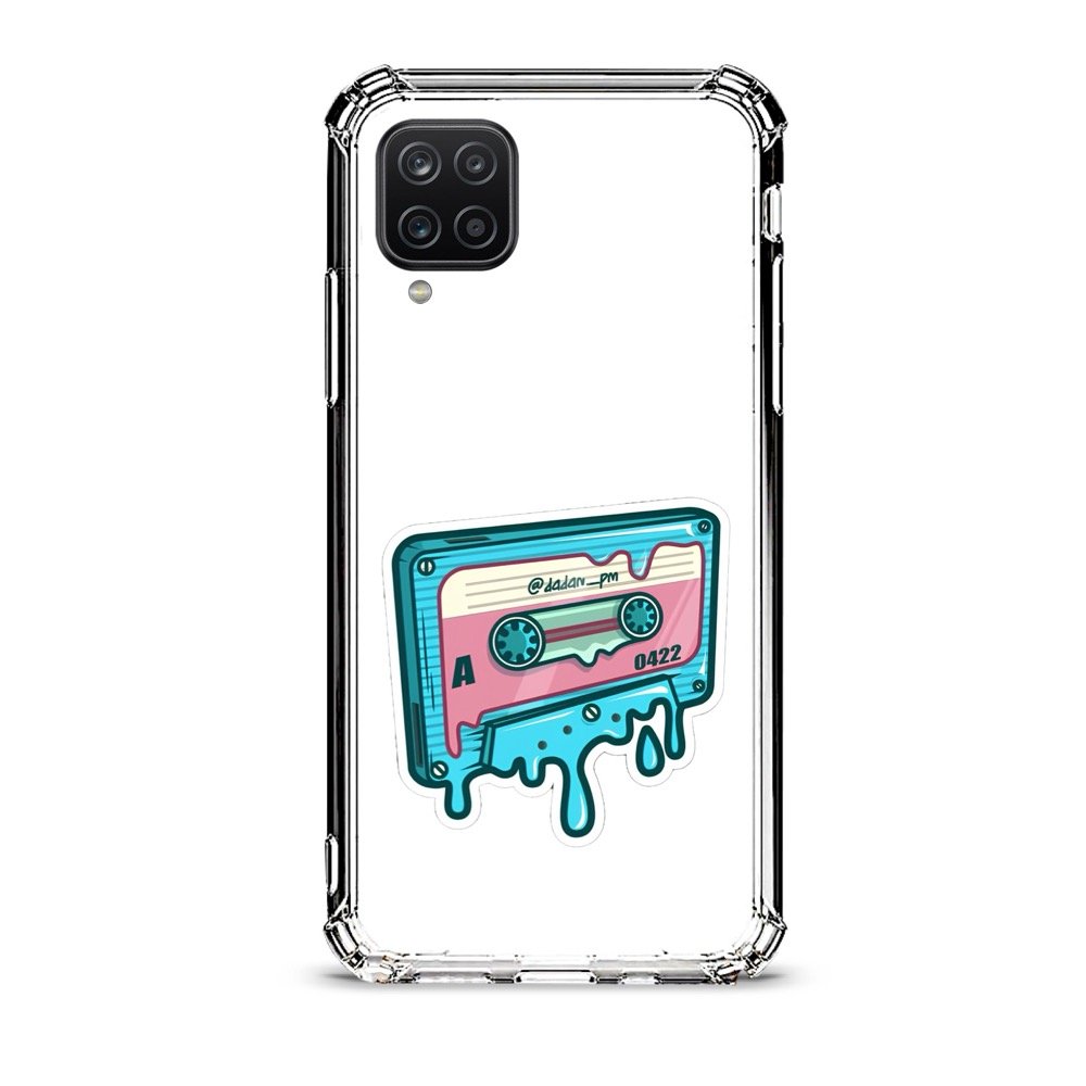 Vintage cassette θήκη διάφανη & σχέδιο  d1122 γιά Galaxy A12