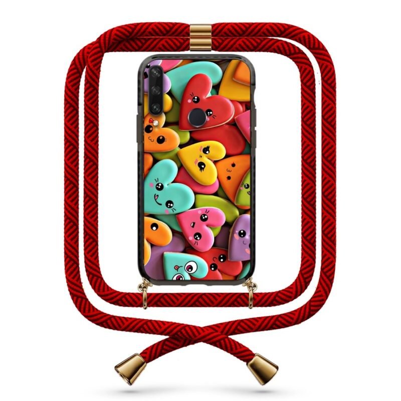 Smiley hearts θήκη με κορδόνι & σχέδιο 9879 για Huawei Y6P 2020