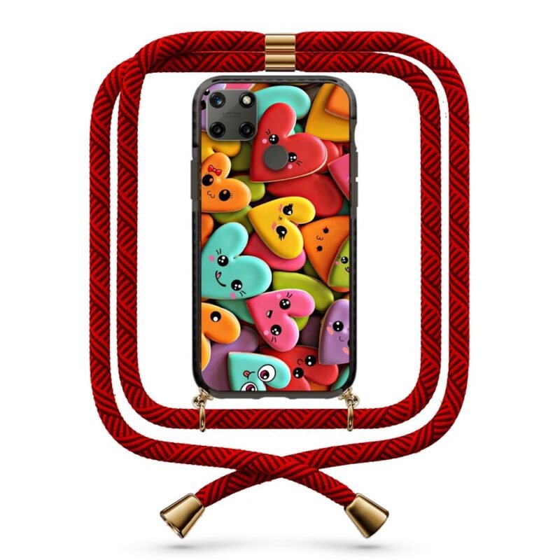 Smiley hearts θήκη με κορδόνι & σχέδιο 9879 για Realme C25Y