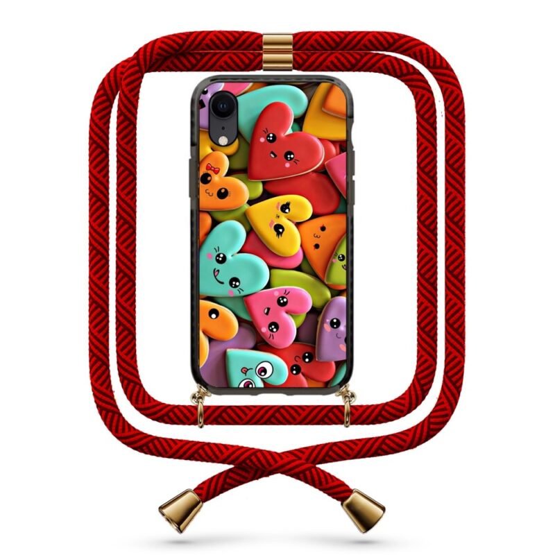 Smiley hearts θήκη κινητού με κορδόνι 9879 γιά iPhone Xr