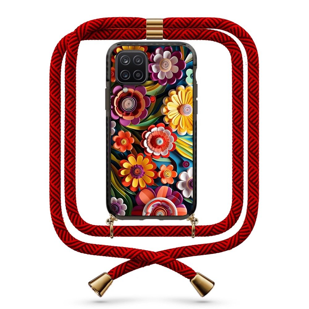 Flowers θήκη με κορδόνι & σχέδιο 9880 για Galaxy A12