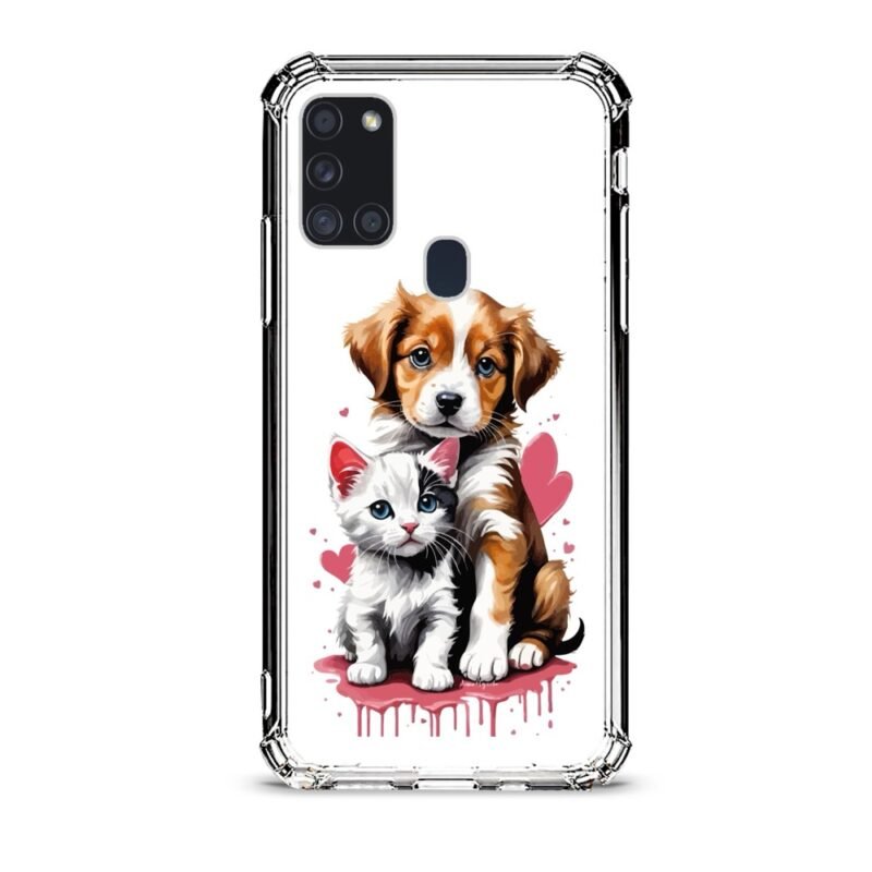 Puppy & kitten θήκη διάφανη & σχέδιο  d1028 γιά Galaxy A21S