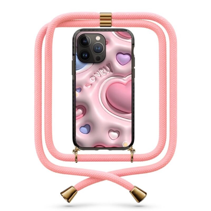 3d hearts θήκη κινητού με κορδόνι 9889 γιά iPhone 15 Pro Max