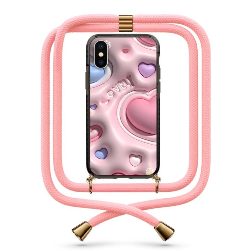 3d hearts θήκη κινητού με κορδόνι 9889 γιά iPhone X/XS