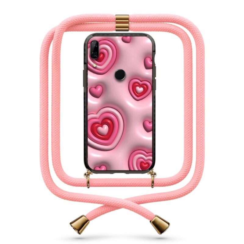 3d hearts pattern θήκη με κορδόνι & σχέδιο 9890 για Huawei P Smart Z