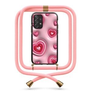 3d hearts pattern θήκη με κορδόνι & σχέδιο 9890 για  Galaxy A72