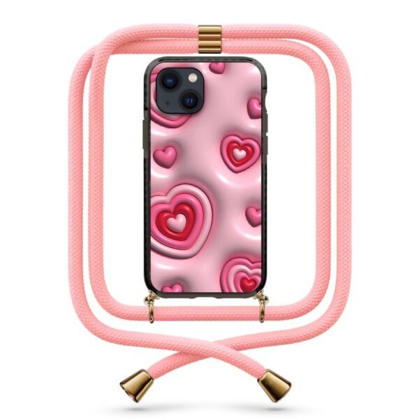 3d hearts pattern θήκη κινητού με κορδόνι 9890 γιά iPhone 14 Plus