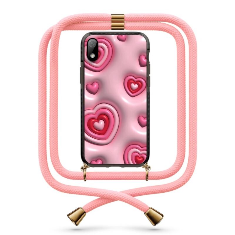 3d hearts pattern θήκη με κορδόνι & σχέδιο 9890 για Huawei Y5 2019