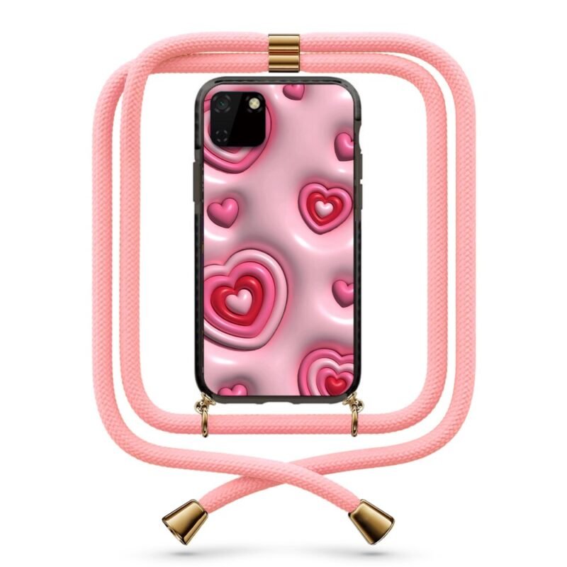 3d hearts pattern θήκη με κορδόνι & σχέδιο 9890 για Huawei Y5P 2020
