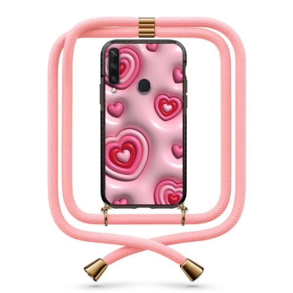 3d hearts pattern θήκη με κορδόνι & σχέδιο 9890 για Huawei Y6P 2020