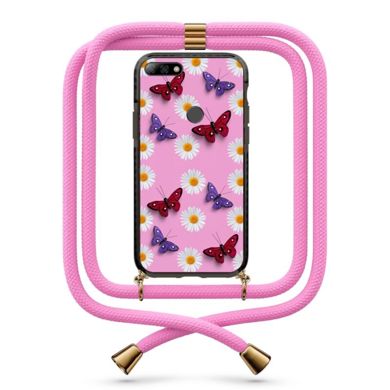 Daisy butterflies θήκη με κορδόνι & σχέδιο 9818 για Huawei Y7 2018