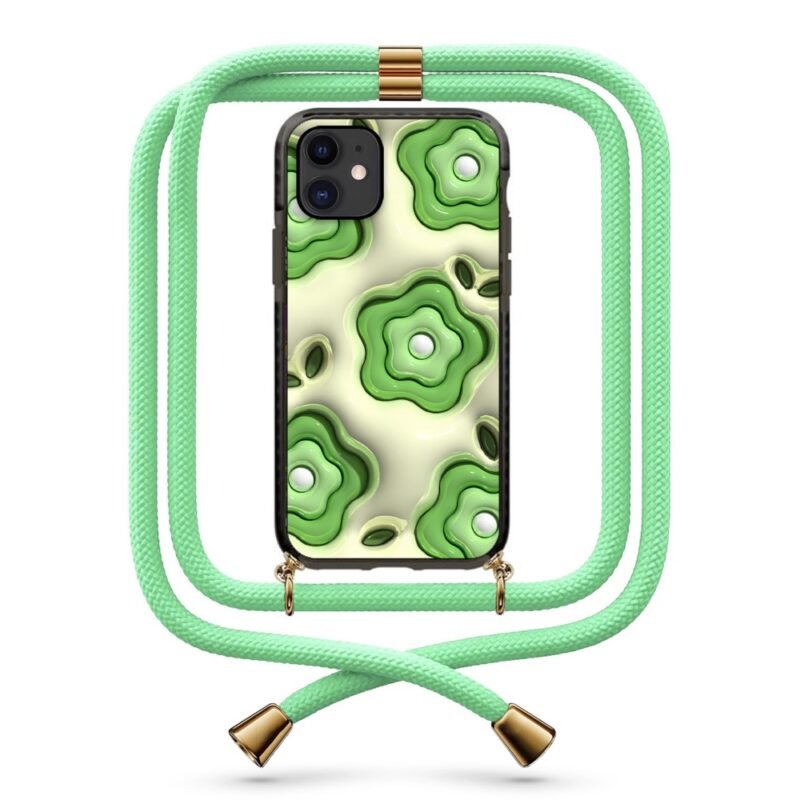Flower pattern θήκη κινητού με κορδόνι 9904 γιά iPhone 12