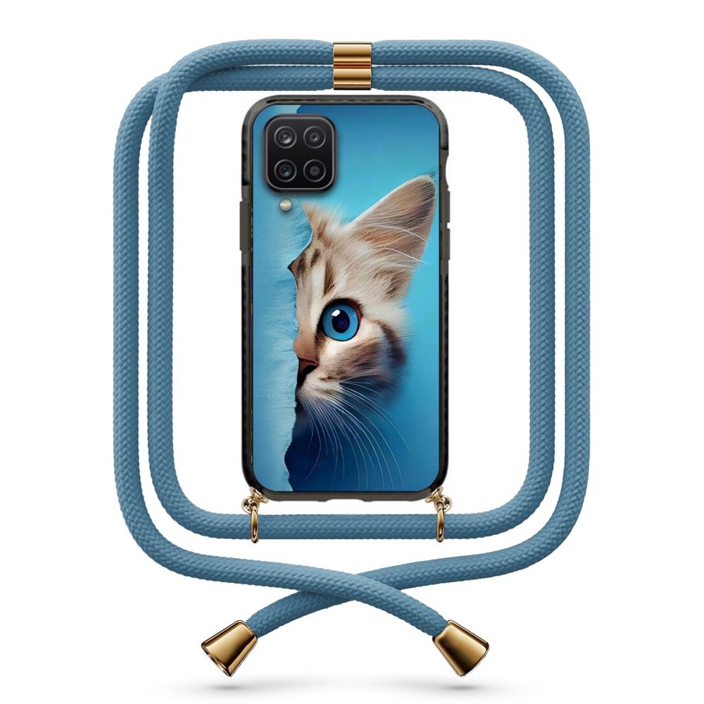 Half cat face θήκη με κορδόνι & σχέδιο 9908 για Galaxy A12