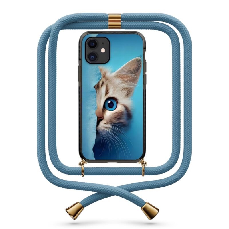 Half cat face θήκη κινητού με κορδόνι 9908 γιά iPhone 11