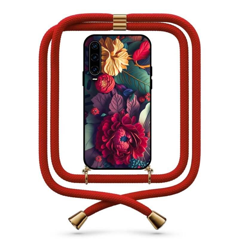 Floral θήκη με κορδόνι & σχέδιο 9762 για Huawei P30