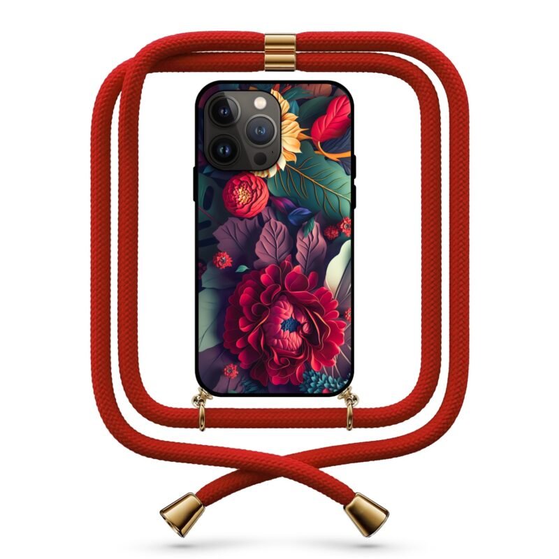 Floral θήκη κινητού με κορδόνι 9762 γιά iPhone 15 Pro Max