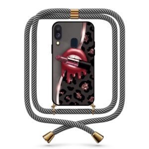 Animal Print lips θήκη με κορδόνι & σχέδιο 9718 για Galaxy A40