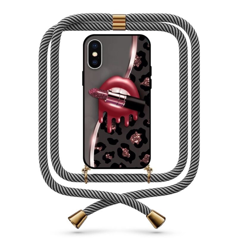 Animal Print lips θήκη κινητού με κορδόνι 9718 γιά iPhone Xs Max